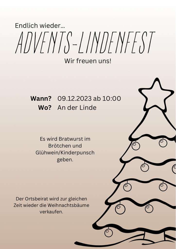 Read more about the article Adventslindenfest am 09.12.2023 ab 10:00 Uhr