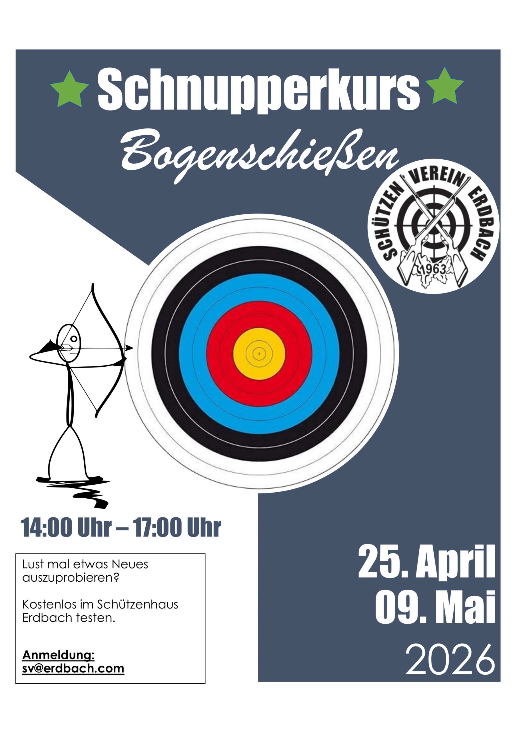 Mehr über den Artikel erfahren Schnupperkurs Bogenschießen am 25.04. und 09.05.2026